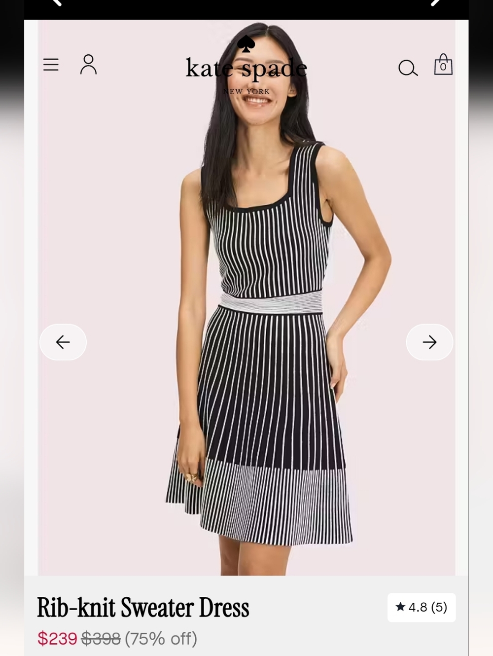 Kate Spade New York striped rib-knit sweater dress Sz S - Picture 2 of 8